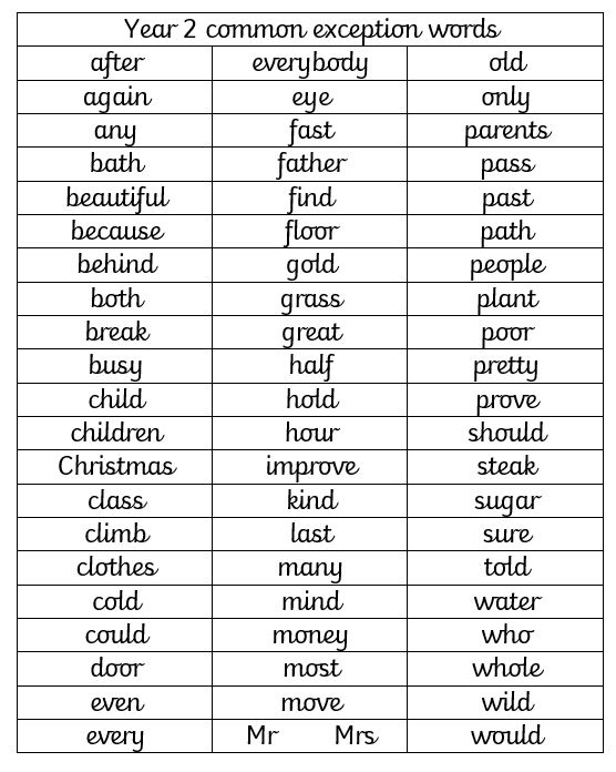 y2-common-exception-words-scholes-elmet-primary-school-leeds