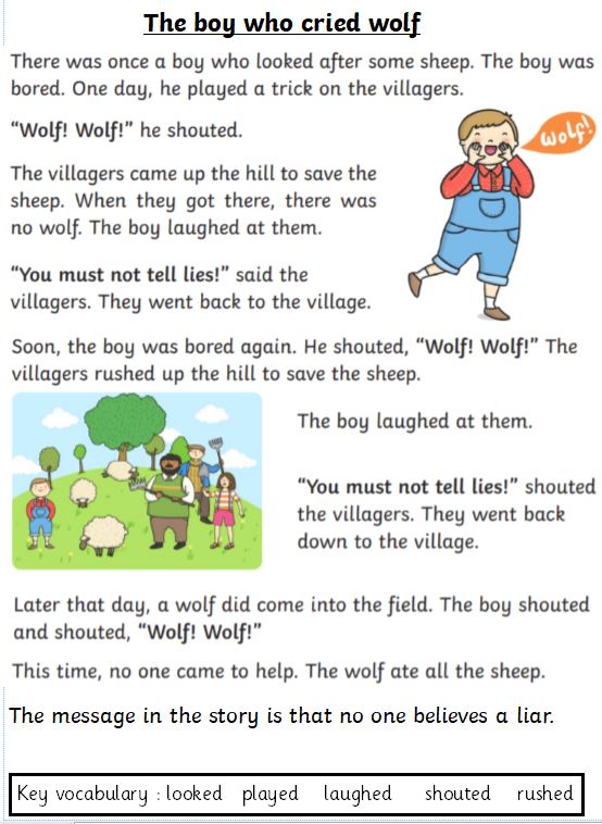 Boy who cried wolf - Scholes (Elmet) Primary School, Leeds