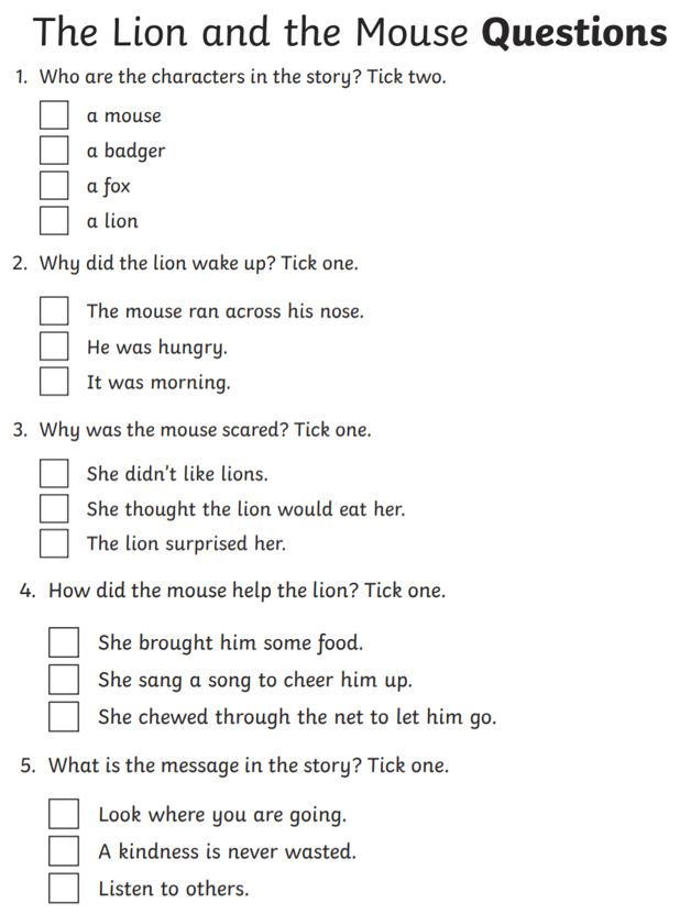 Lion and mouse questions Scholes (Elmet) Primary School, Leeds